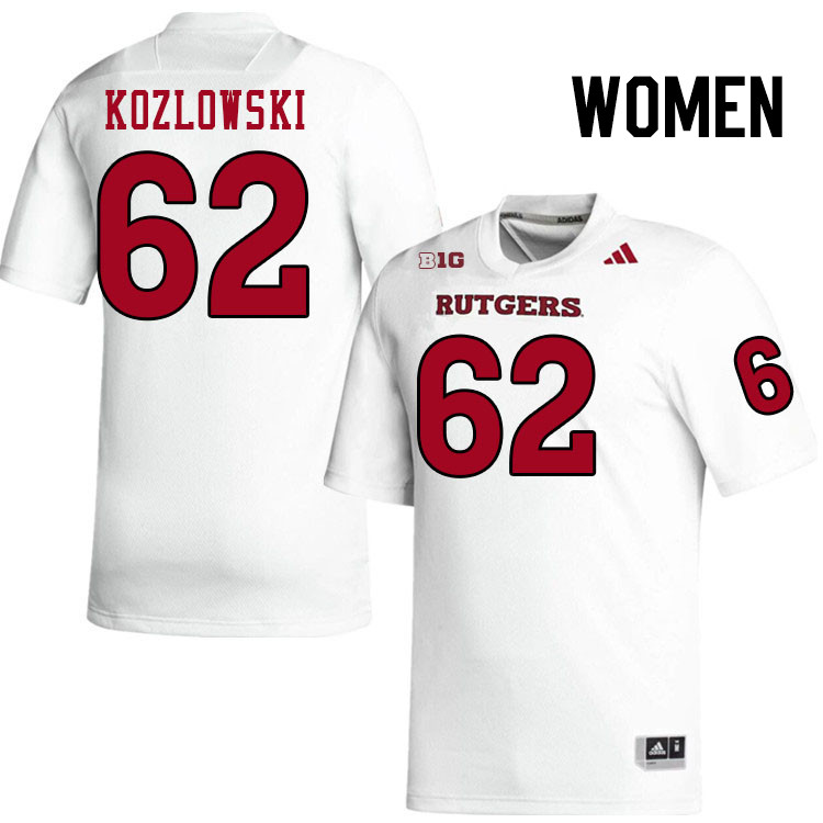 Women #62 Cole Kozlowski Rutgers Scarlet Knights 2024 College Football Jerseys Stitched-White